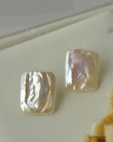 Nora Square Pearl Studs