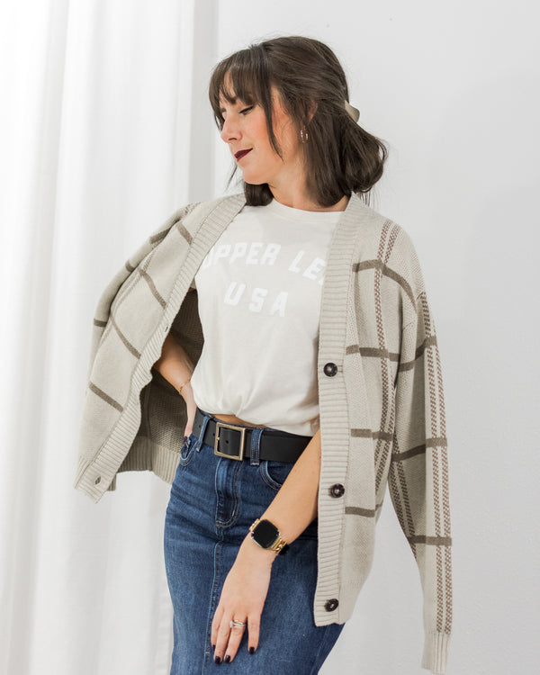 Women's Eco Conscious Jacquard Plaid Cardigan | CoCapsules