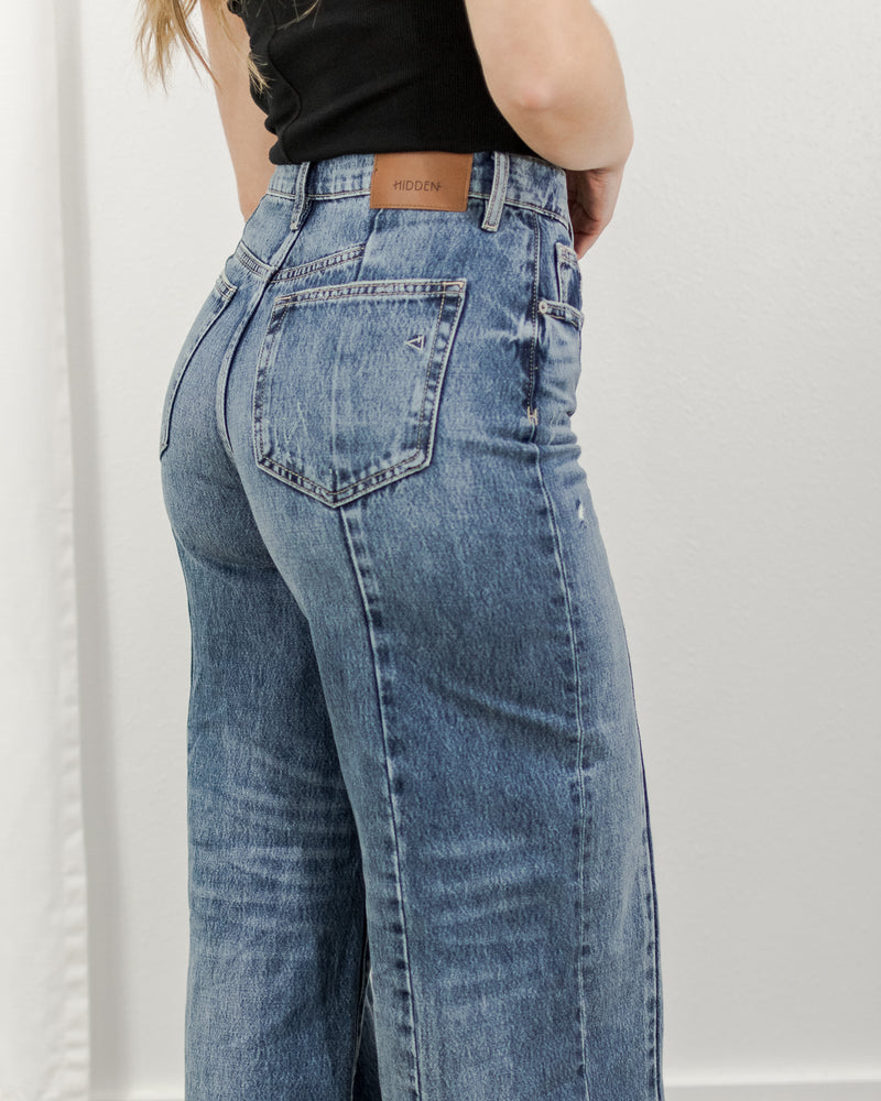 Wide Leg Moto Jeans