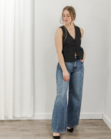 Wide Leg Moto Jeans