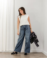 Wide Leg Moto Jeans