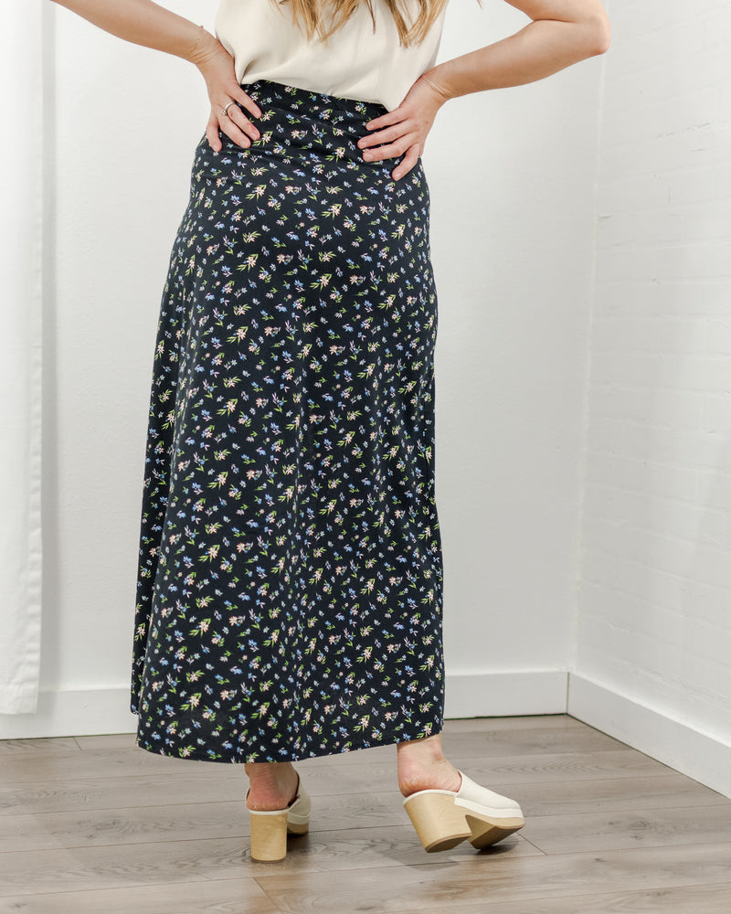 Button Front Floral Skirt