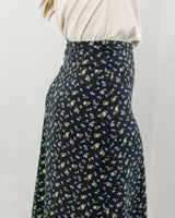 Button Front Floral Skirt