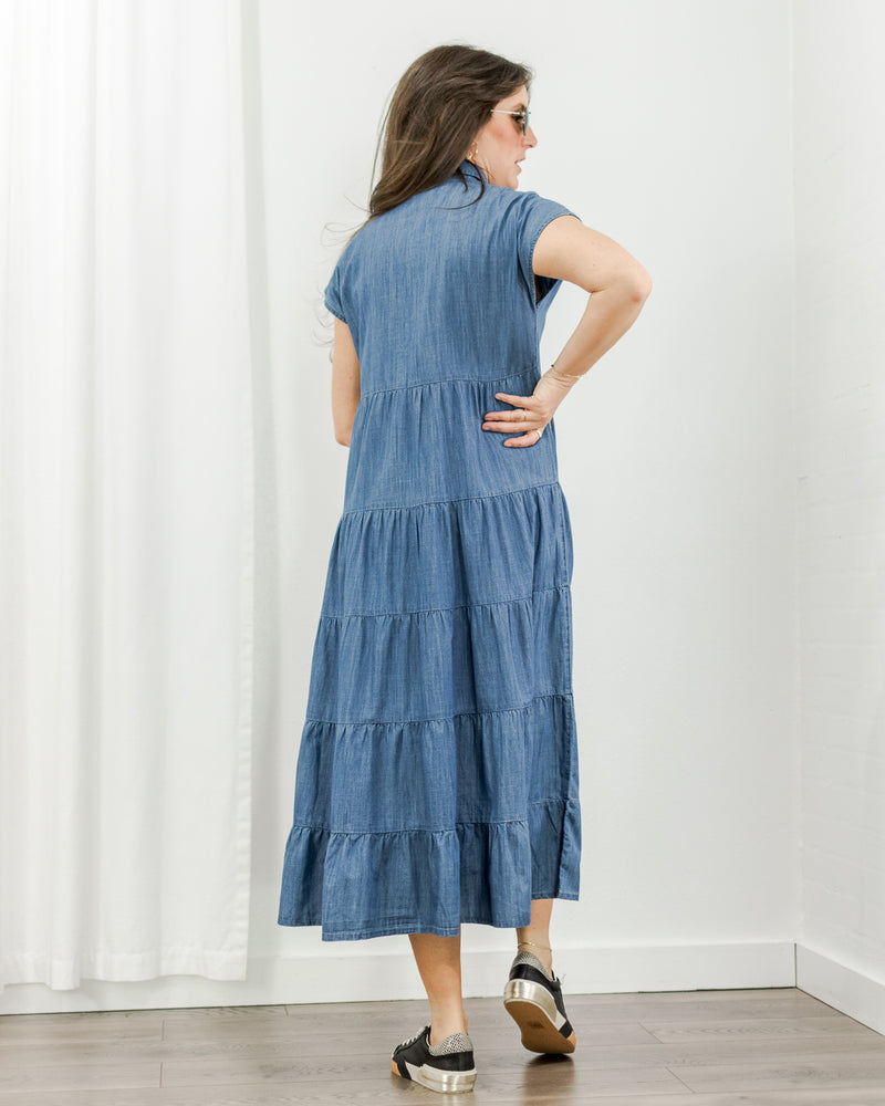  Molly Bracken - Chambray Tiered Dress - CoCapsules