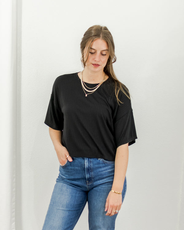  Saltwater Luxe - Essential Boxy Tee - Washed Black - CoCapsules